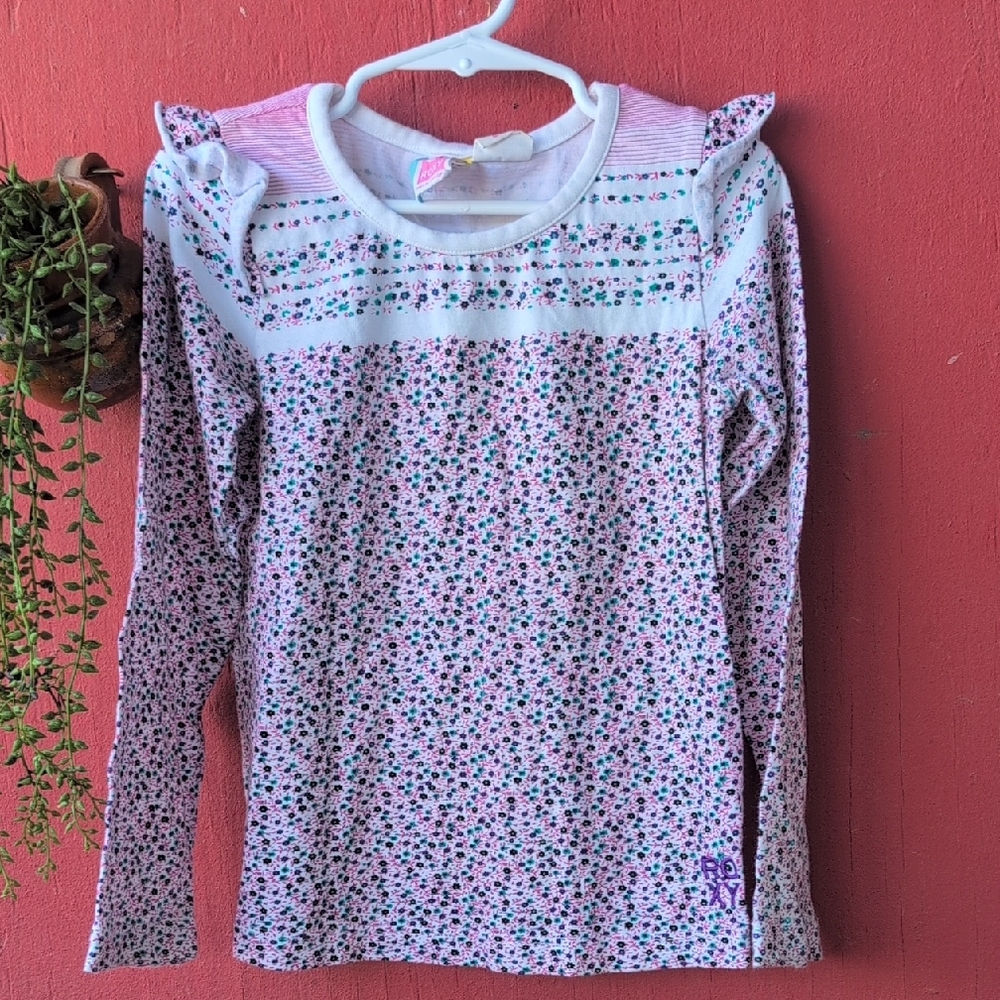 Roxy Pink and White Floral Long Sleeve Tee